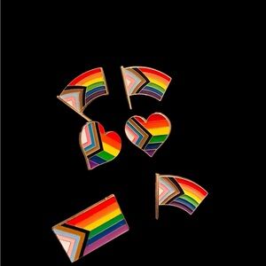 LGBTQ Pride Rainbow Flag & Heart Enamel Pin Set of Six 6️⃣